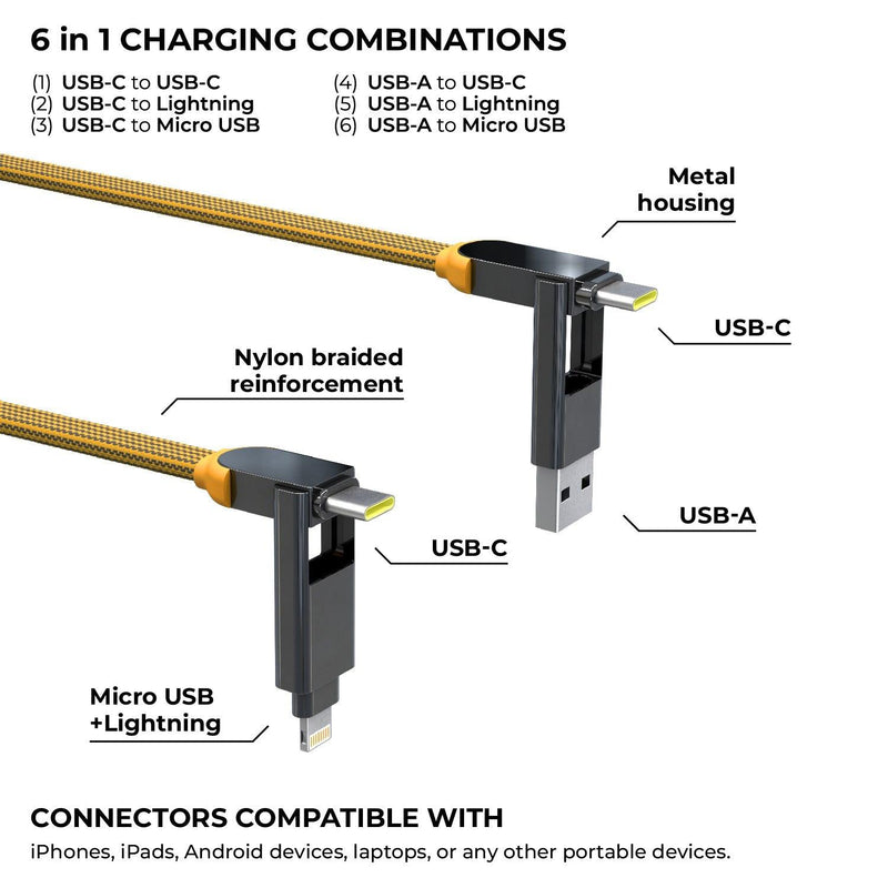 inCharge® XL 2m / 6.6ft - 100W, 6in1 super long cable